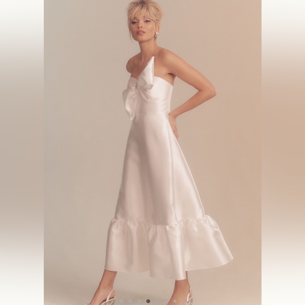Hutch Strapless Crystal Bow-Tie Midi Dress